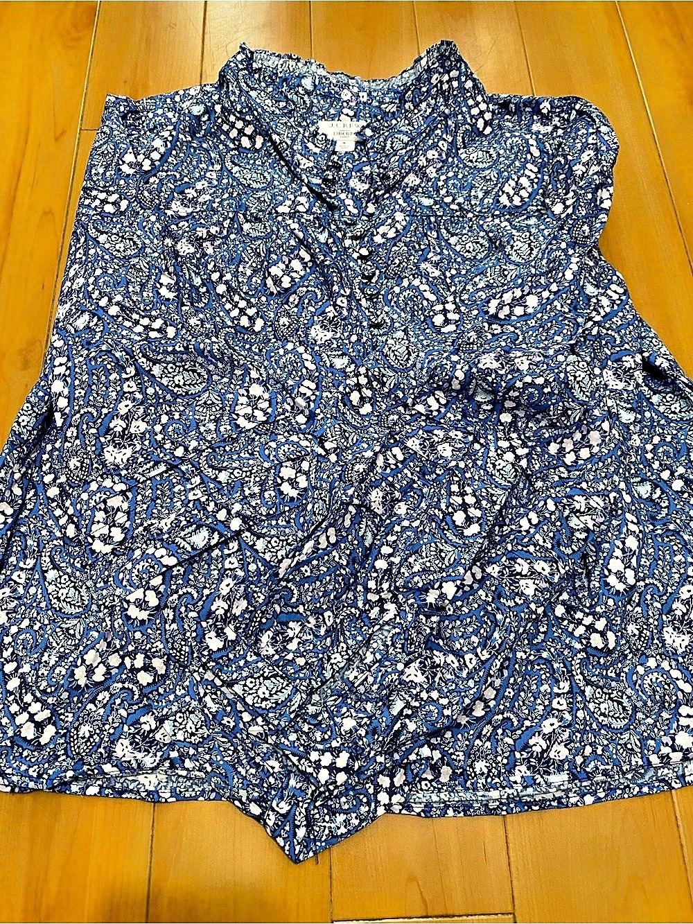 J.Crew Liberty Fabric Blue & Pink Floral Blouse Small Like New